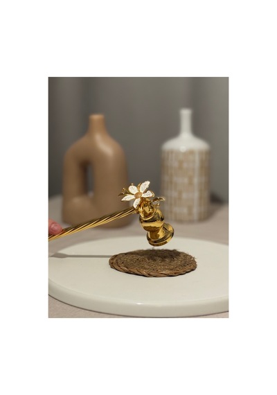 Dekoratif Çiçek Figürlü Gold Mum Söndürücü Obje Beyaz - 805652324 Beyaz