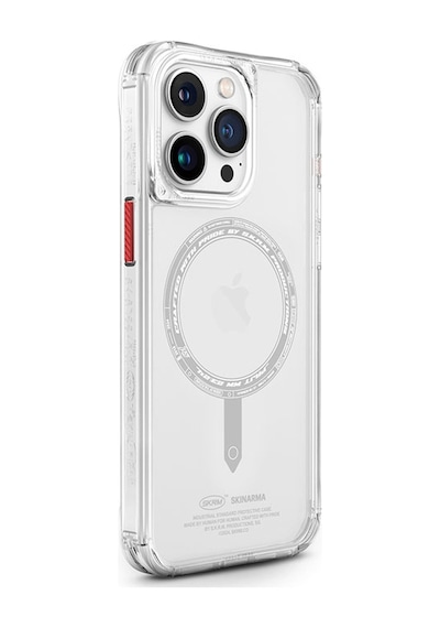 Apple Uyumlu iPhone 15 Pro Max Kılıf Skinarma Şeffaf Airbag Tasarım Magsafe Şarj Özellik Saido Kapak Siyah