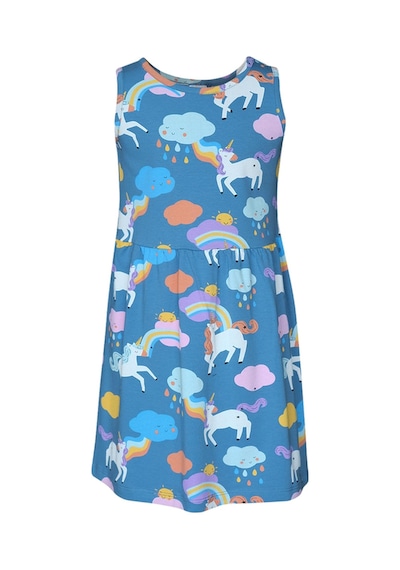 Lovetti Kız Çocuk Lady Unicorn Desen Kolsuz Elbise 5757-131 Çok Renkli