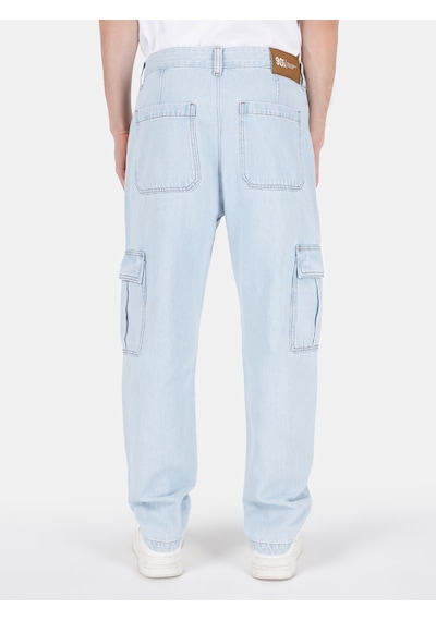 Colin's Colins 163 Dessi Kargo Kesim Orta Bel Düz Paça Mavi Erkek Pantolon Denim