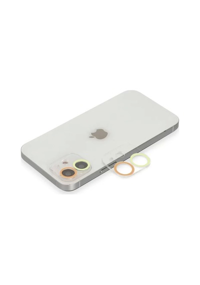 Apple İphone 12 Mini Renkli Kamera Lens Koruma Cam - Sarı-turuncu