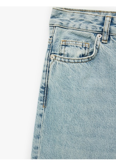 Koton Yüksek Bel Uzun Düz Paça Denim Pantolon - Longer Straight Fit Jean Açık İndigo 6sal40119md Açık İndigo Koton Yüksek Bel Uzun Düz Paça Denim Pantolon - Longer Straight Fit Jean Açık İndigo 6sal40119md Açık İndigo