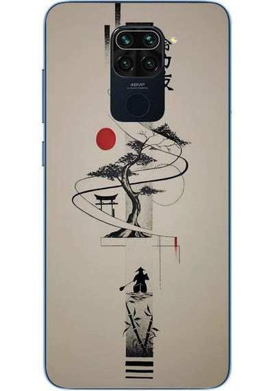 Redmi Note 9 Uyumlu Japon Felsefesi Baskılı Silikon Kılıf Renkli