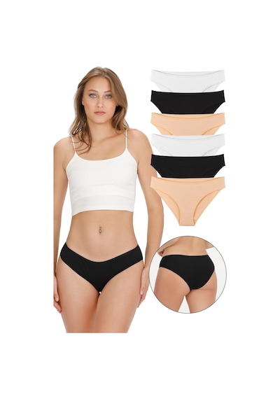 Sensu Kadın Beli Lastikli 6'lı Slip Külot Çok Renkli Karışık