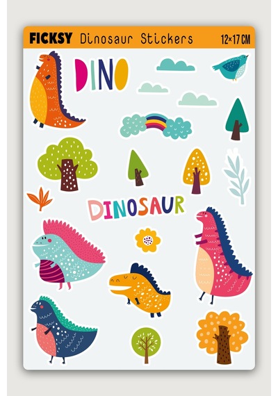 Sevimli Dinozor Sticker Seti - 21 Adet Etiket Çıkartma Diğer
