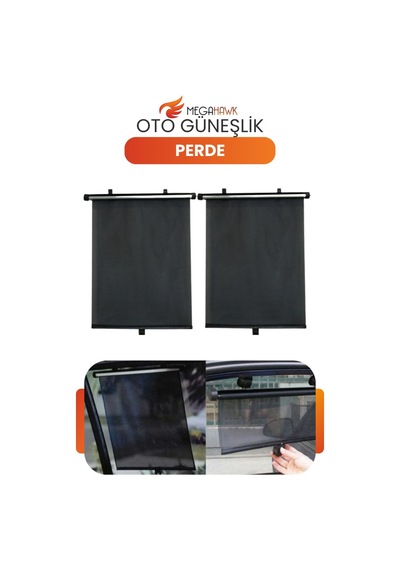 Araç Cam Güneşlik Perde Otomatik Makaralı 2 Li Set 36x45 Cm Uv Koruyucu