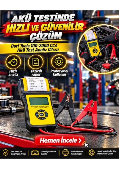 Dorf Tools 100-2000 Cca Yazıcılı Akü Test Cihazı Ve Analiz Cihazı