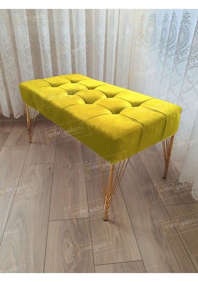 Modern Dilim Puf Ayakucu Puf Gold Metal Ayak 100 45 Vizon