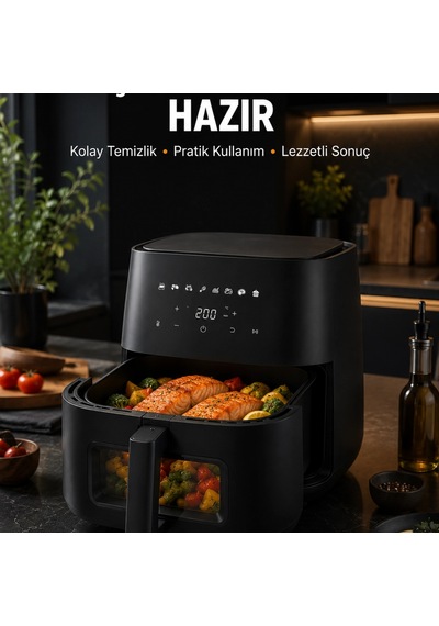 Dokunmatik Ekranlı Air Fryer Sağlıklı Yağsız Pişirme Cihazı Renkli