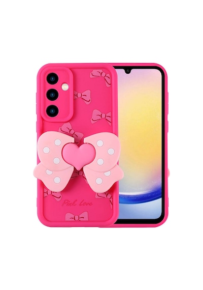 Galaxy A25 Kılıf Kamera Korumalı Figür Tasarımlı Zore Kapya Kapak Pembe Koyu