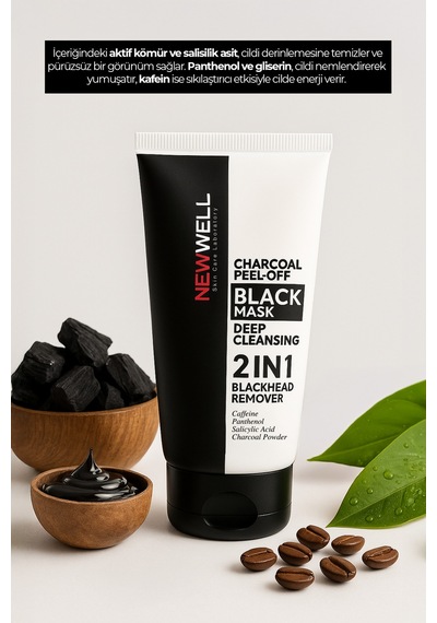 New Well 2in 1 Soyulabilir Siyah Maske 150 Ml