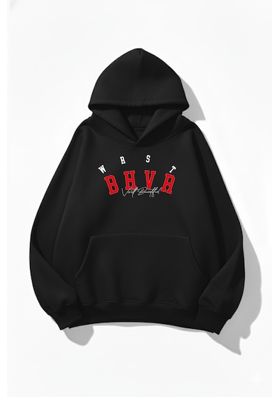 Uyguntarz Unisex Yumuşak Dokulu Wrst Style Baskılı Tasarım Oversize 3 İplik Hoodie Sweatshirt siyah Uyguntarz Unisex Yumuşak Dokulu Wrst Style Baskılı Tasarım Oversize 3 İplik Hoodie Sweatshirt siyah