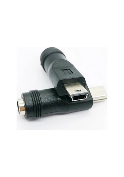 Koodmax - 5 Pin Mini Usb Erkek To Dc 5.5 2.1mm Dişi Soket Çevirici - Güç Adaptörü Fişi Dönüştürücü