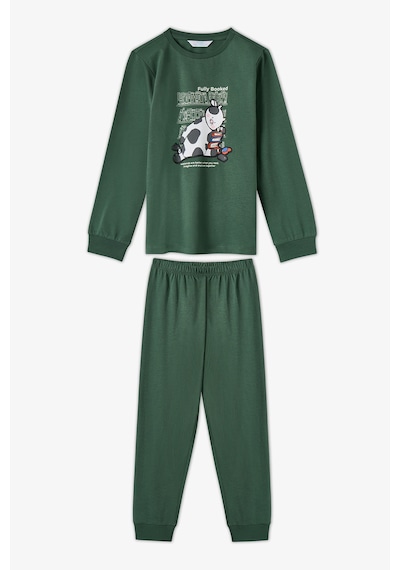 Penti Erkek Çocuk Yeşil Fully Booked Pamuklu Uzun Kollu 2li Pijama Takımı Ge50