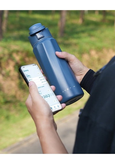 Waterh Boost Akıllı Termos Hidrasyon Takibi Yapan, Yalıtımlı 0,71l / 24oz Akıllı Şişe Koyu Mavi