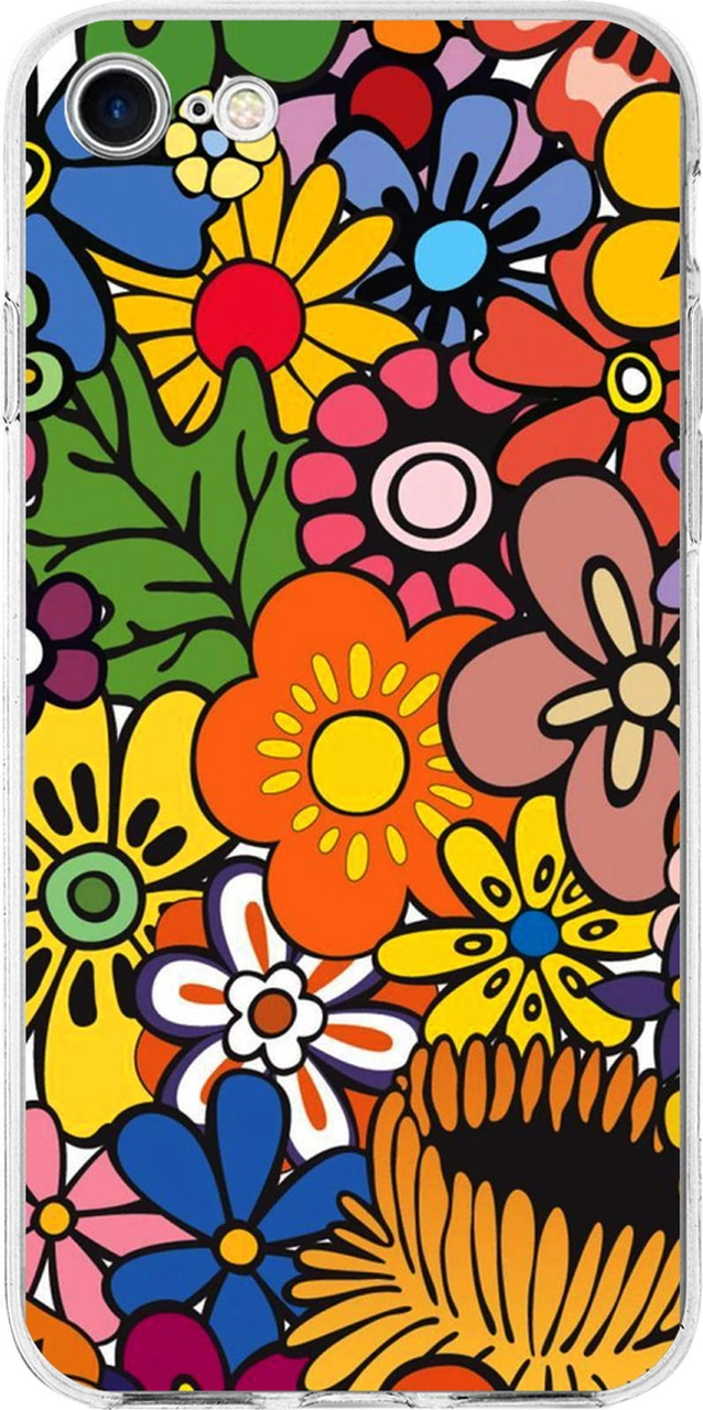 Apple Uyumlu iPhone Se 3 2022 İle 1mm Slim Fit Retro Renkler 2 Baskılı Şeffaf Kılıf