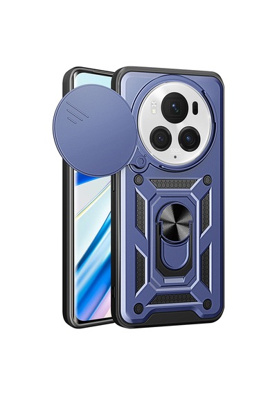 Nourthkiingdom Honor Magic 6 Pro Uyumlu Kılıf Magnetik Standlı Kamera Korumalı Nrtk Sürgülü Vega Kapak-mavi Mavi