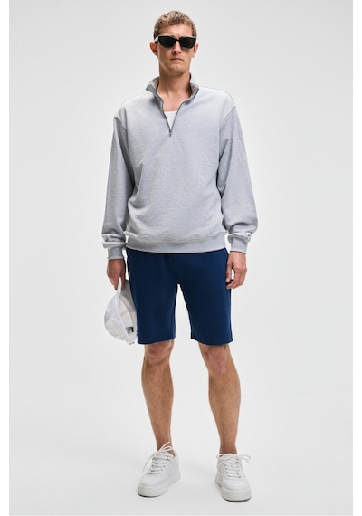 Grımelange NESTOR Erkek Relaxed Fit Dik Yakalı Yarım Fermuarlı Uzun Kollu Grimelanj Sweatshirt