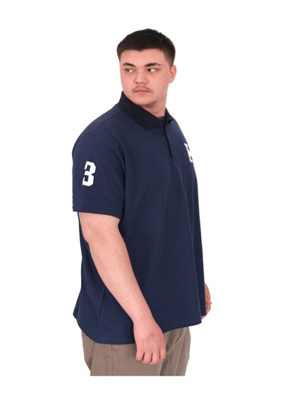 Mode Xl Büyük Beden Erkek T-shirt Polo Yaka H Brouded U25312 İndigo İndigo