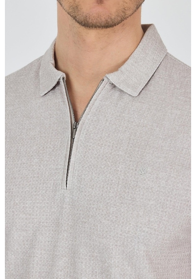 Bej Polo Yaka Kısa Kol Cepsiz Slim Fit Classic Tişört 1011250176 Bej