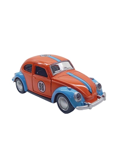 1:36 Metal Klasik Vosvos Çek Bırak Araba Kapıları Açılan Oyuncak 1967 Volkswagen Beetle - Turuncu