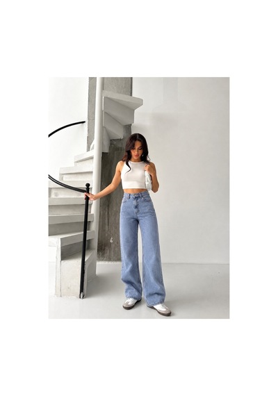 Kene Jeans Buz Kar Likralı Boyfriend Bol Paça Denim Pantolon Buz Kar