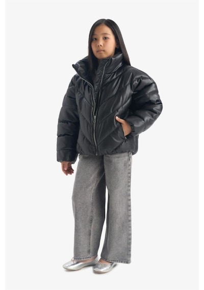 Defacto Siyah Kız Çocuk Mont F0054a8/bk27 Siyah