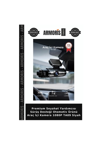 Premium Seyahat Yardımcısı Sürüş Desteği Otomotiv Ürünü Araç İçi Kamera 1080p Ta09 Siyah