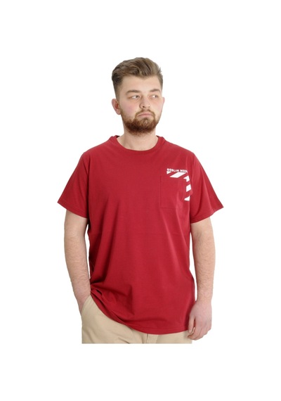 Mode Xl Büyük Beden Erkek T-Shirt Prınt 23203 Bordo 001
