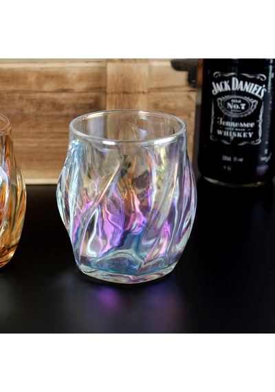 Viski Bardakları 2'li Set, Renkli Rock Bardağı, 240 Ml İçme Bardağı, Yaratıcı Bükümlü Kristal Eski Moda Bard