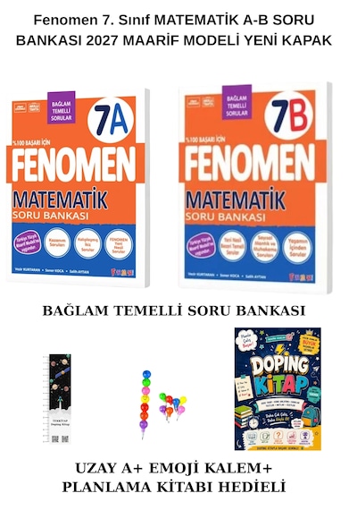 Fenomen 7. Sınıf Matematik Bağlam Temelli Sb. A-b 2 Li Seti Planlama Kitabı + Emoj K+uzay A 2027 Maarif M. Yeni Kapak