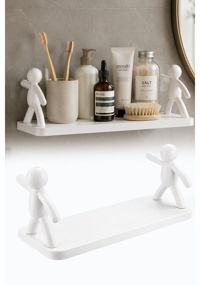 Çöp Adam Tasarımlı Yapışkanlı Banyo Rafı Şampuan Kozmetik Baharat Organizer Raf Diğer