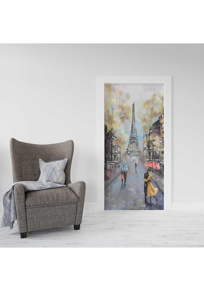 Kapı Giydirme Kapı Sticker Folyosu Paris Sarı Yağlıboya