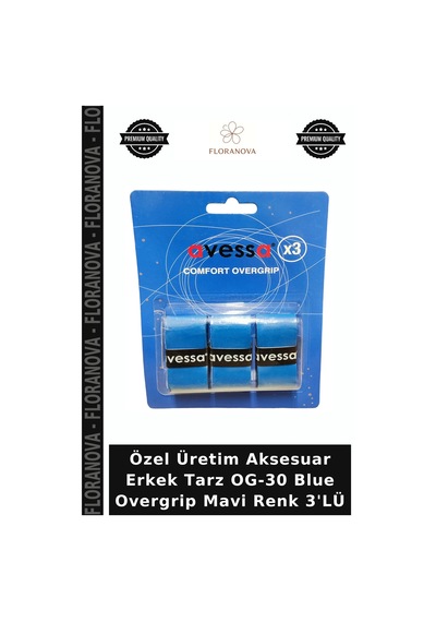 Özel Üretim Aksesuar Erkek Tarz Og-30 Blue Overgrip Mavi Renk 3'lü