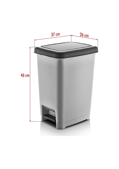 25 Litre Basmalı Çöp Kovası Gri