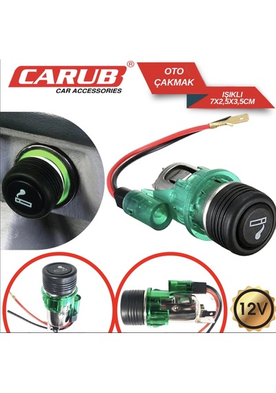 Carub Oto Çakmak 12v Işıklı Araç Çakmaklığı