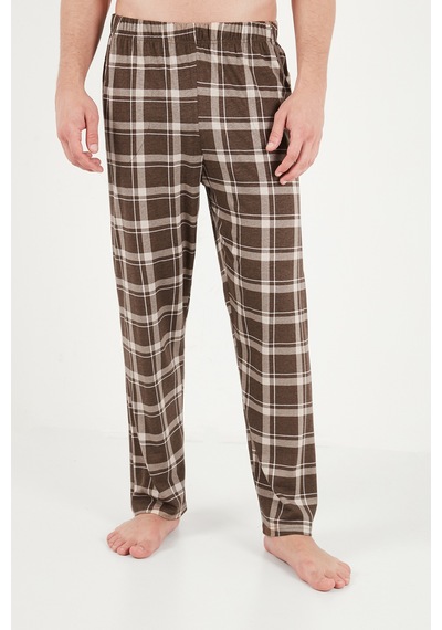 Buratti Pamuklu Regular Fit Bisiklet Yaka Ekoseli Pijama Takımı Erkek Pijama Takımı 6574001 Bej