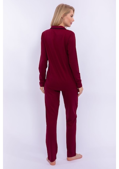 Pierre Cardin PIERCARDIN BAYAN YETİŞKİN GÖMLEK PİJAMA TAKIMI BORDO