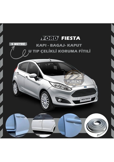 Ford Fiesta Oto Araç Kapı Koruma Fitili 5 Metre Parlak Gri Renk
