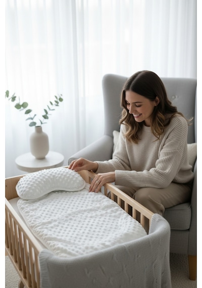 Nohut Desenli Bebek Alt Açma Minderi Seti Yastıklı Unisex Yenidoğan 2 Parça Alt Açma