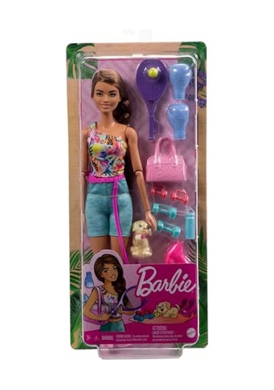 Bebek Ve Aksesuarlar Yavru Köpeği, Spor Kıyafetleri, Patenleri Ve Tenis Raketiyle Barbie Bebek Hkt91 Genel