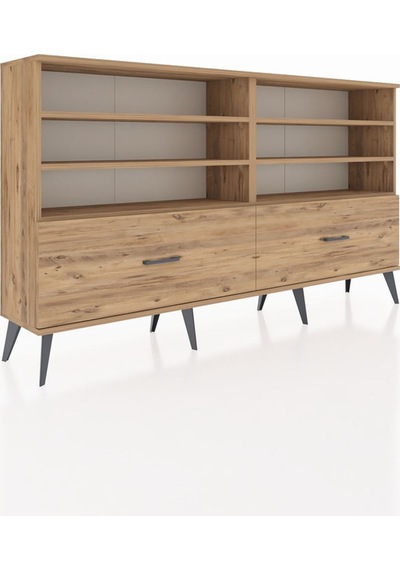 Arges Konsol 6 Raflı 2 Çekmeceli 176x30x99 Çam-çam Çam-çam