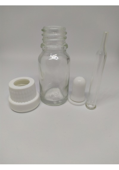 10Ml Cam Şeffaf Şişe İnce Cam Damlalık Beyaz Kırılır Kapak(10 Ad)
