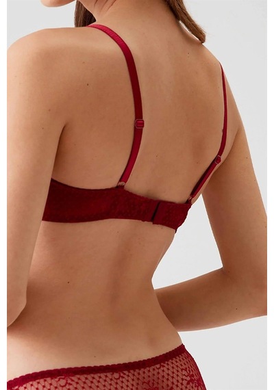Pierre Cardin 4031 Kadın Bordo Balenli Destekli Dantelli Sütyen Külot Takım -bordo Bordo