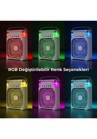 Concord Air Cooler Fan - Sulu Taşınabilir Mini Klima Ve Hava Soğutucu, 3 Kademeli Türbin Vantilatör, 7 Renkli Led I