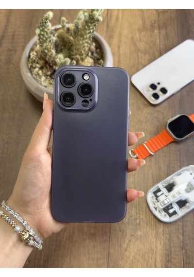Apple iPhone 14 Pro Max Uyumlu Süper İnce Mat Ultra Thin Silikon Kılıf Mor