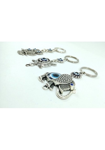 Üçlü Metal Nazar Boncuklu Baykuş/ Kaplumbağa / Fil Anahtarlık Set