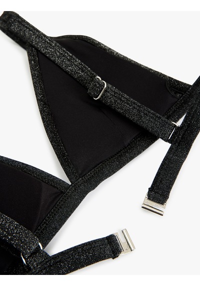 Koton Simli Derin V Yaka Bralet Bikini Üstü Siyah 5sak10153mm Siyah