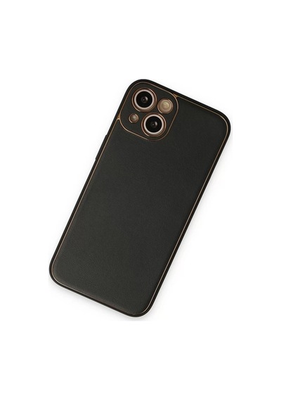 Newface Apple, Uyumlu iPhone 14 Plus Kılıf Coco Deri Silikon Kapak - Siyah