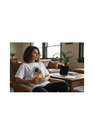 Urbantrendstore Unisex Astronot Casual İçin Sade Basic Yazlık Beyaz Tshirt Oversize Fit Rahat Geniş Salaş T-shirt Günlük Tişört